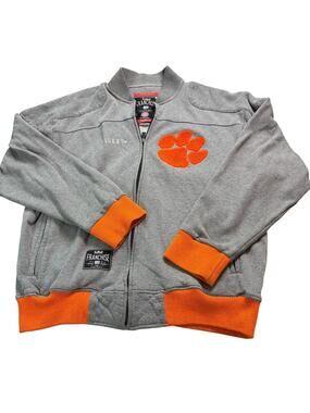 VTG Clemson full zip gray sweatshirt. Franchise Club. Size L. embroidered paw